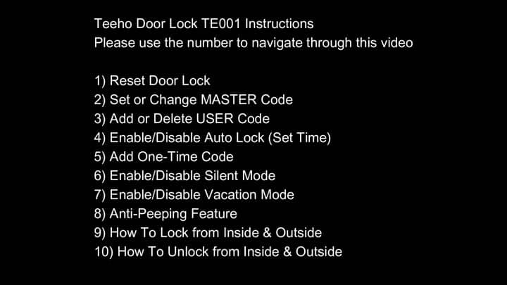 Teeho lock setup instructions list Teeho lock setup instructions list