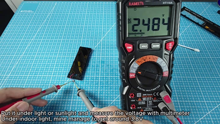 Testing solar panel voltage under indoor light Testing solar panel voltage under indoor light