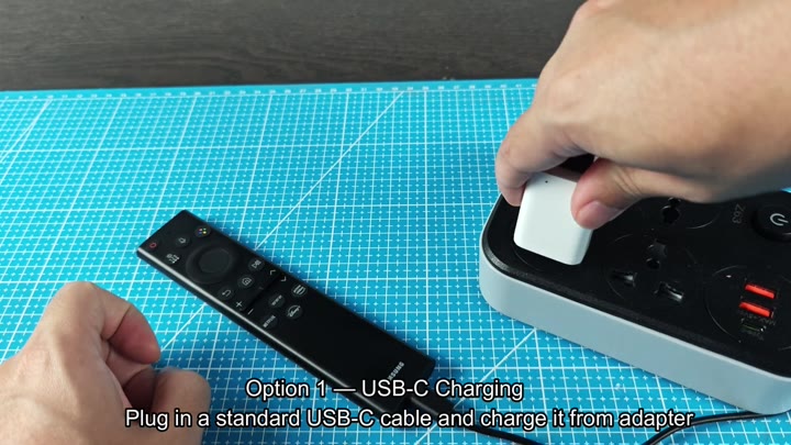 USB adapter plugged into power strip USB adapter plugged into power strip