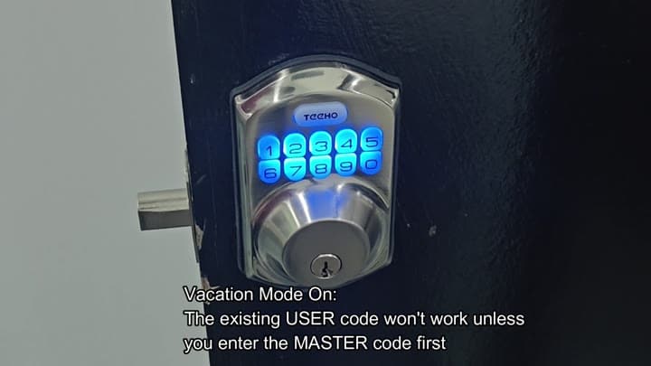 Vacation Mode active on digital keypad Vacation Mode active on digital keypad