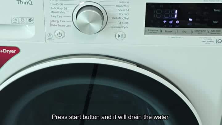 Washer display showing drain time Washer display showing drain time