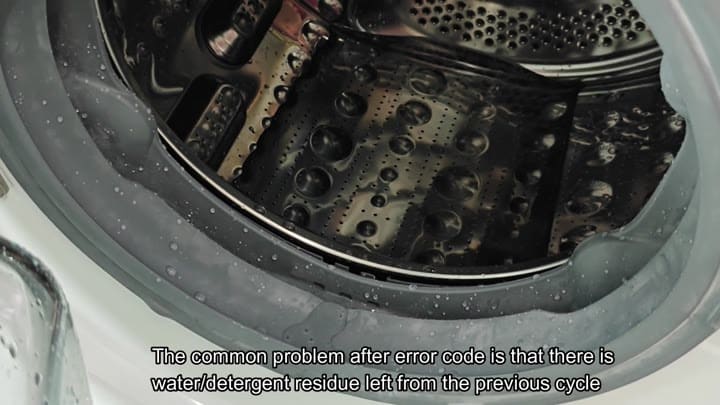 Water residue inside washing machine drum Water residue inside washing machine drum